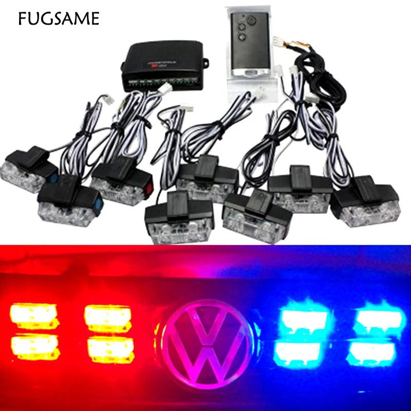 

FREE SHIPPING 8*2 LED Fire Truck Flashing Strobe Lights Red,Blue Bulb