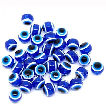 

Free Shipping 100 Pcs DarkBlue Evil Eye Stripe Round Resin Spacer Beads 10mm (W01901X1)