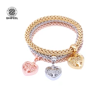 SHIFEEL Лидер продаж Европейский стиль Женские бамбуковые цепи вырез в форме сердца кулон 3 шт./компл. стрейч браслет