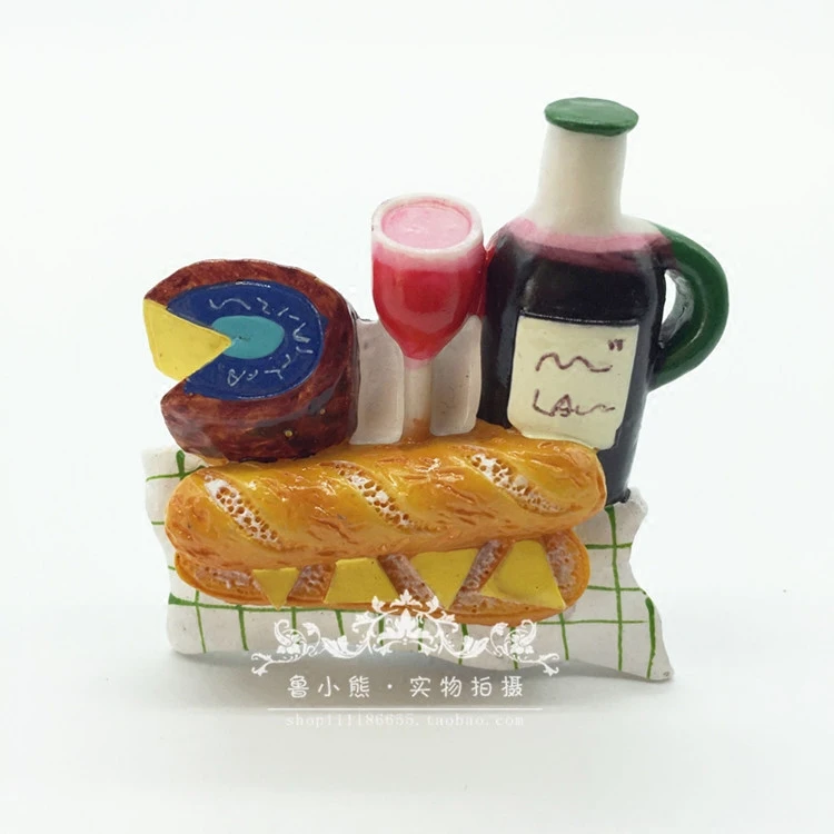 Корзина для пикника еда Хлеб сыра кофе 3D Магнитный Магнит на холодильник украшения дома аксессуары путешествия сувенир
