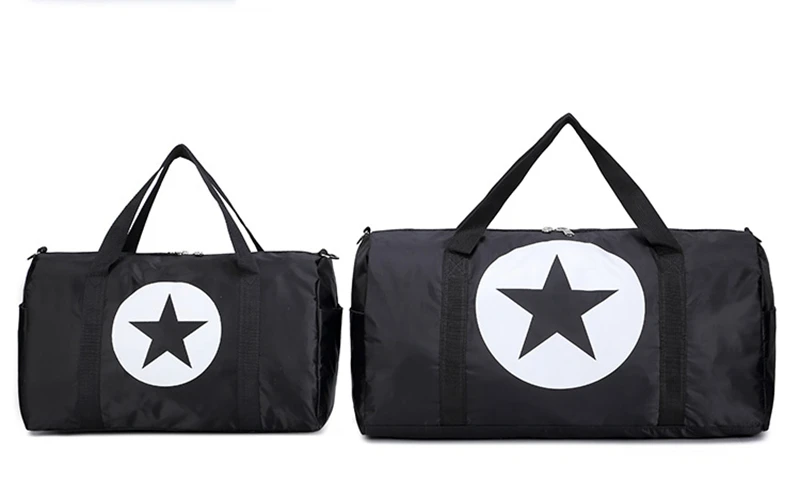  Large Nylon Material Waterproof Travel Bag Gym Bag Five-Pointed Star Large Capacity Women And Men B - 32858341288