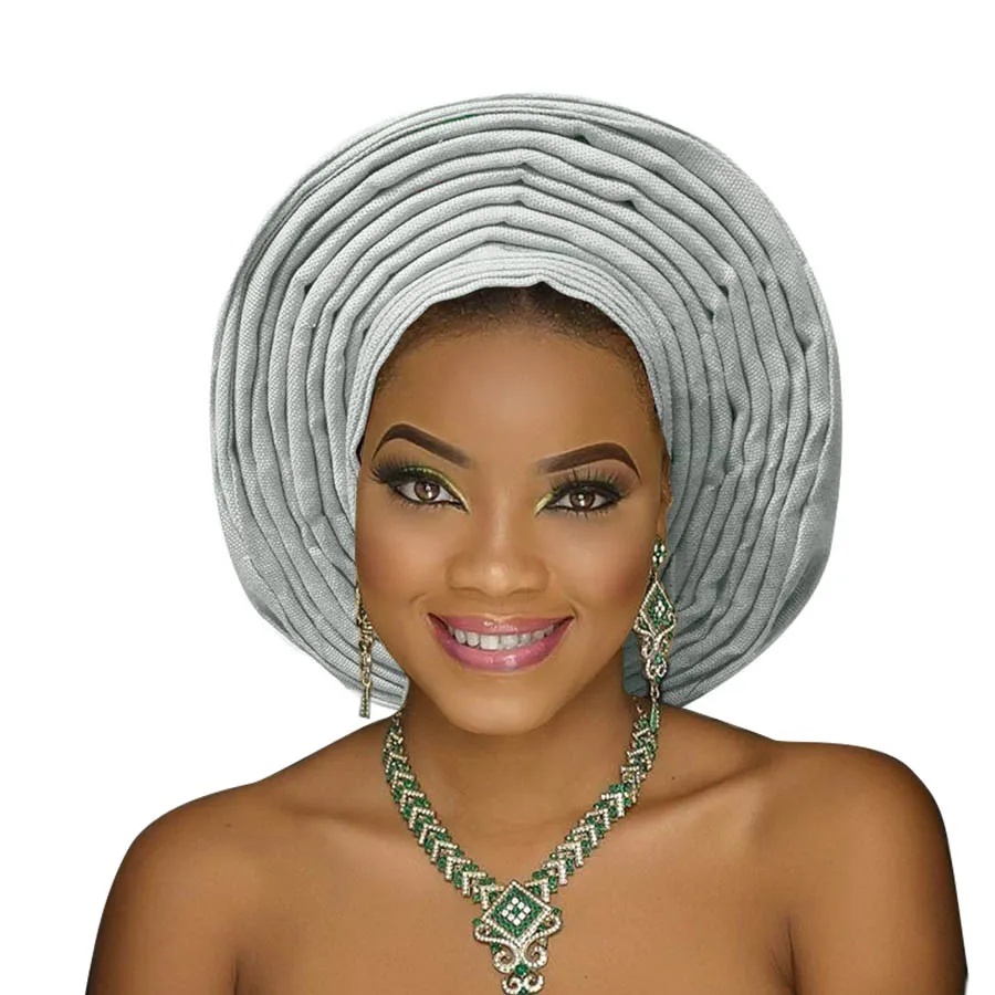 New aso oke headtie nigerian gele already made auto hele turban cap african aso ebi gele headtie big brim (15)