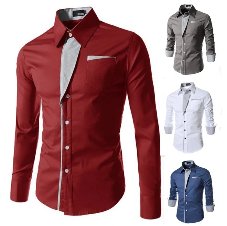 2019 جديد أزياء العلامة التجارية Camisa الغمد طويل كم قميص الرجال الكورية سليم تصميم الرسمي عارضة الذكور اللباس قميص حجم M-4XL