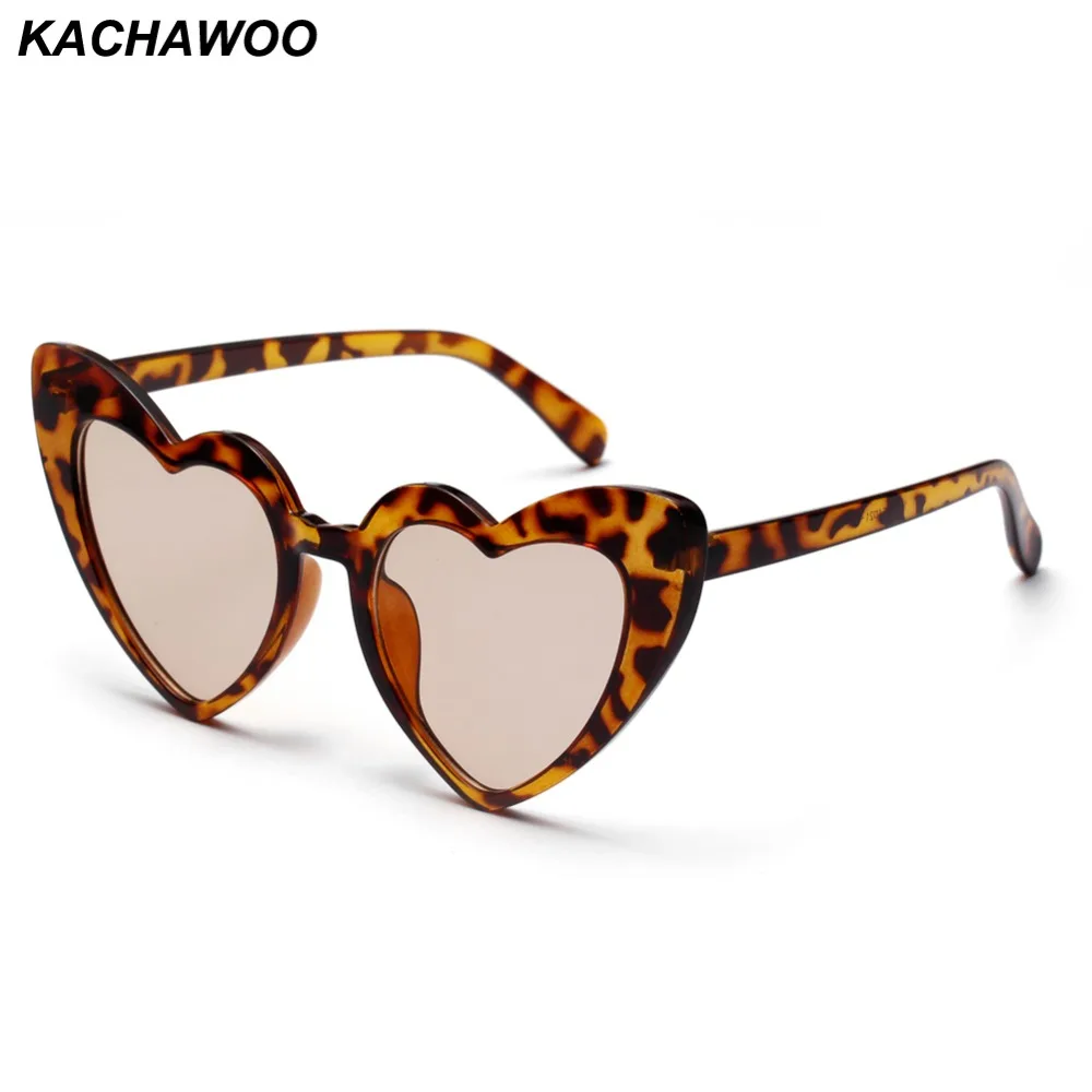

Kachawoo Wholesale 6pcs Leopard Heart Shaped Sunglasses For Women Fashion 2019 Big Sun Glasses Female Eyewear Party