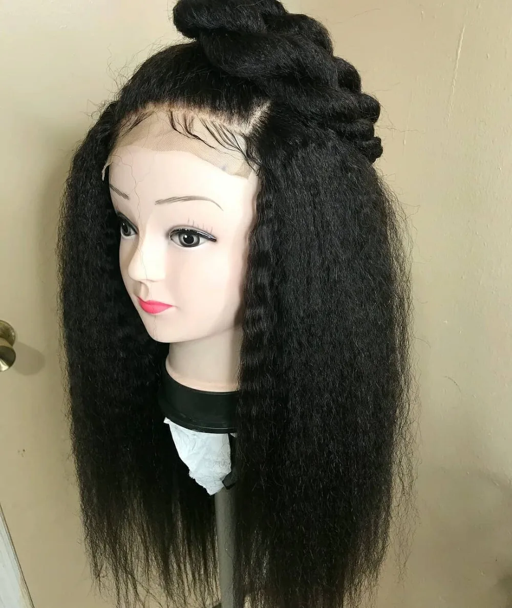 Яки кружевные передние человеческие волосы парики для черных женщин кудрявые прямые кружевные передние парики бразильские Remy Предварительно выщипанные отбеленные узлы