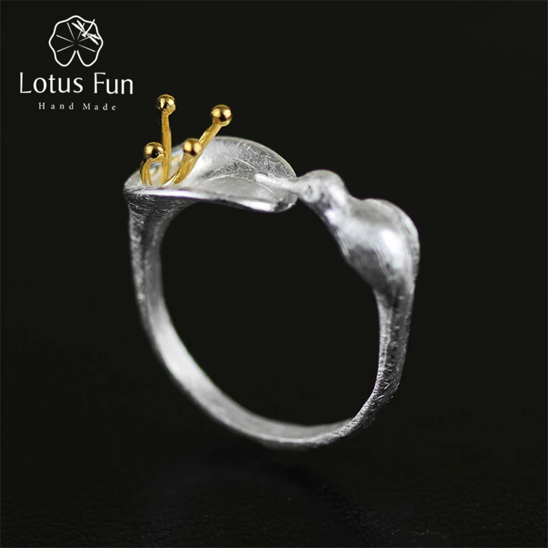 Lotus весело реальные 925 пробы серебро натуральный творческий ручной работы