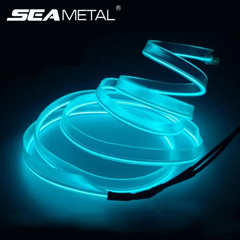 3m/5m Car 12V LED Cold lights Flexible Neon EL Wire Auto Lamps on Car Cold Light Strip Interior Lighting Decoration Strips lamps