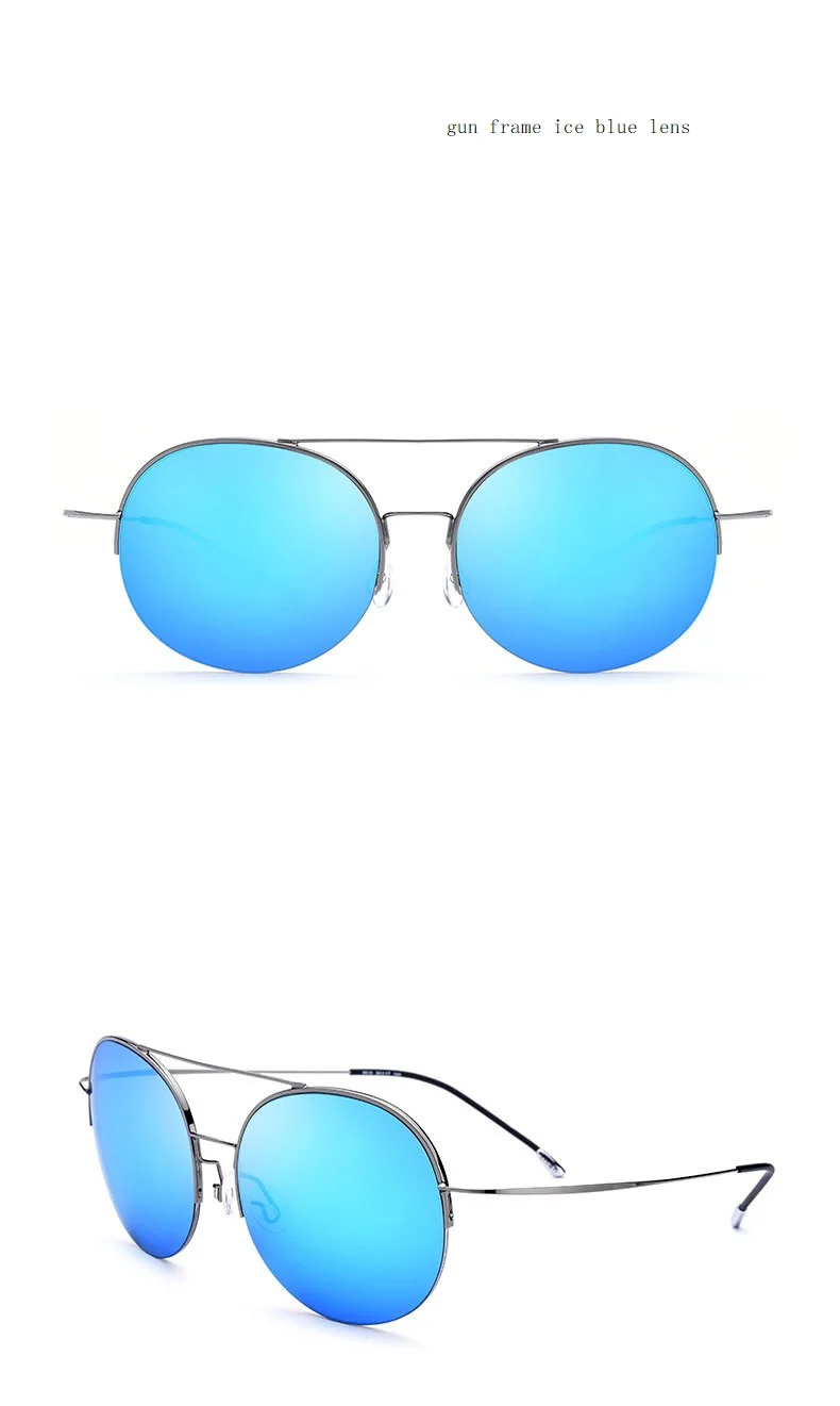 Половина-Рамка круглый мужские и женские солнцезащитные очки унисекс вождения Рыбалка зеркало titanium сплава супер свет хорошее качество