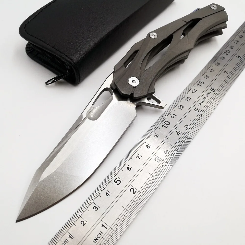 

JSSQ Tactical Folding Knife D2 Blade TC4 Titanium Handle Flipper Pocket Knife Outdoor Camping Survival Hunting Knives EDC Tools