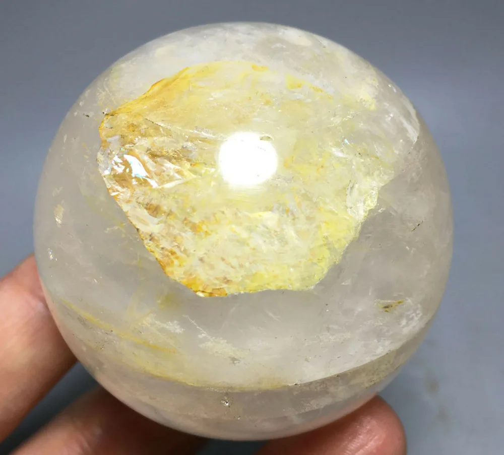

287g NATURAL Citrine Ghost QUARTZ CRYSTAL BALL HEAING Madagascar healing crystals
