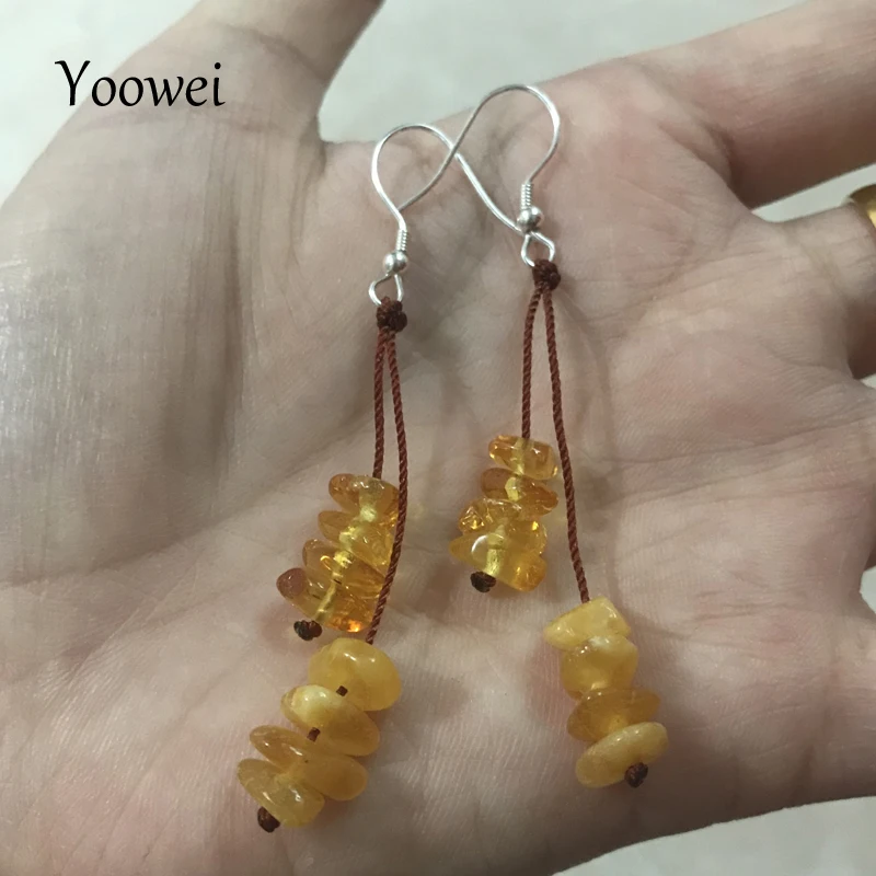 Женские асимметричные серьги Yoowei дизайнерские чипсы из натурального янтарного