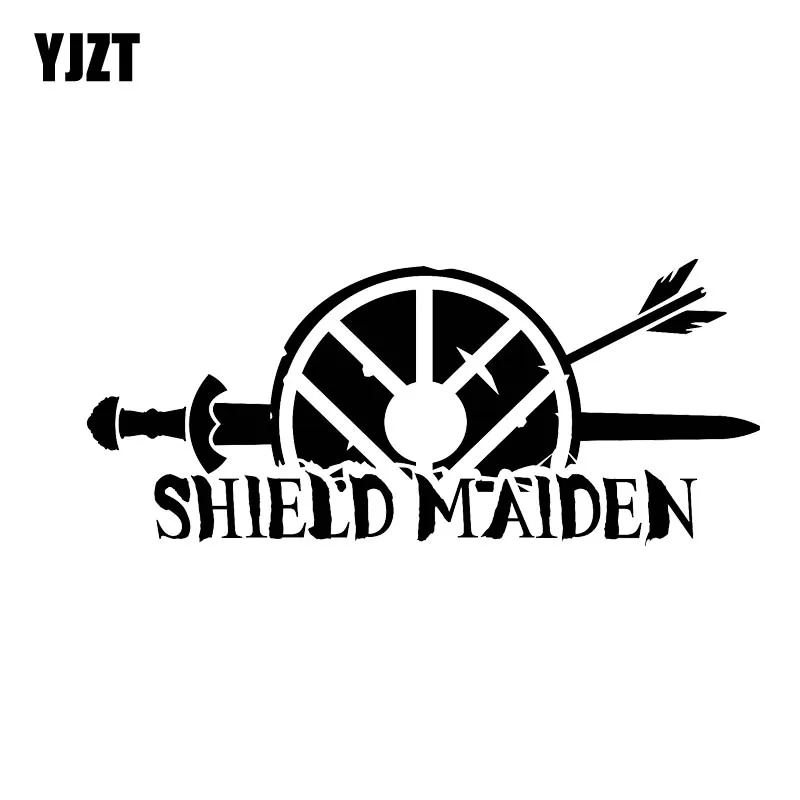 

YJZT 14*6CM Oem Shield Maiden Soldier Protect Covering The Body Cool Warrior Decal Black/Silver Car Sticker Vinyl C20-1708