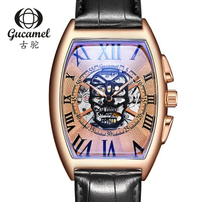 

Top Brand Ghost Head Skeleton Automatic Mechanical Men Watches Luxury Dress Business Watch Men Fashion Leather Male Clock reloj