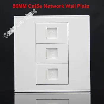 

Wall Socket 3 Ports Socket Network Ethernet LAN CAT5 CAT 5e Outlet Panel Faceplate Home Plug Adapter Standard 86mm Wholesale