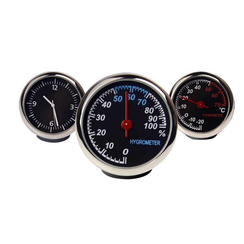 Car Thermometer Auto Hygrometer Car Clock Thermometer Ornaments Quartz