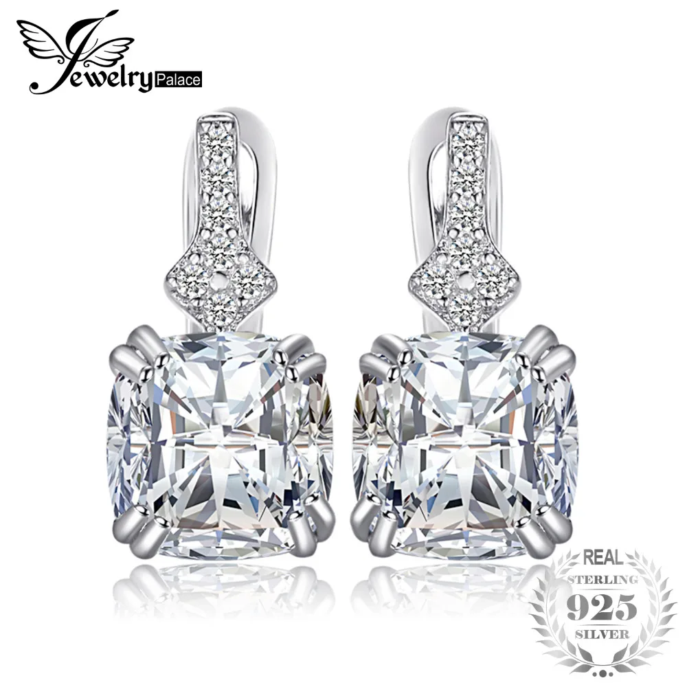 

JewelryPalace Vintage 3.5ct Cushion-Cut Cubic Zirconia Dangle Earrings Fashion 925 Sterling Silver Wedding Jewelry For Girl