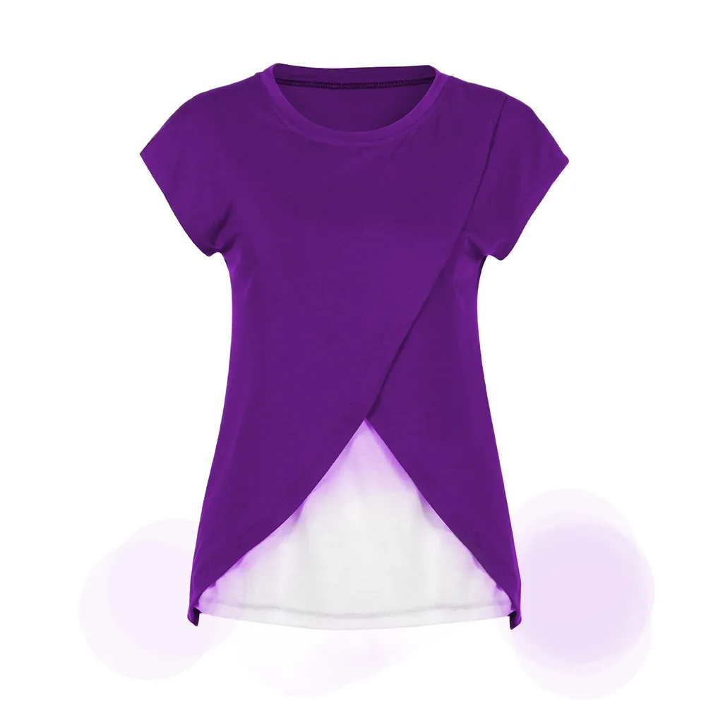 nursing shirt Women's Maternity Nursing Wrap Top Cap Sleeves Double Layer Blouse T Shirt camiseta lactancia6.58gg