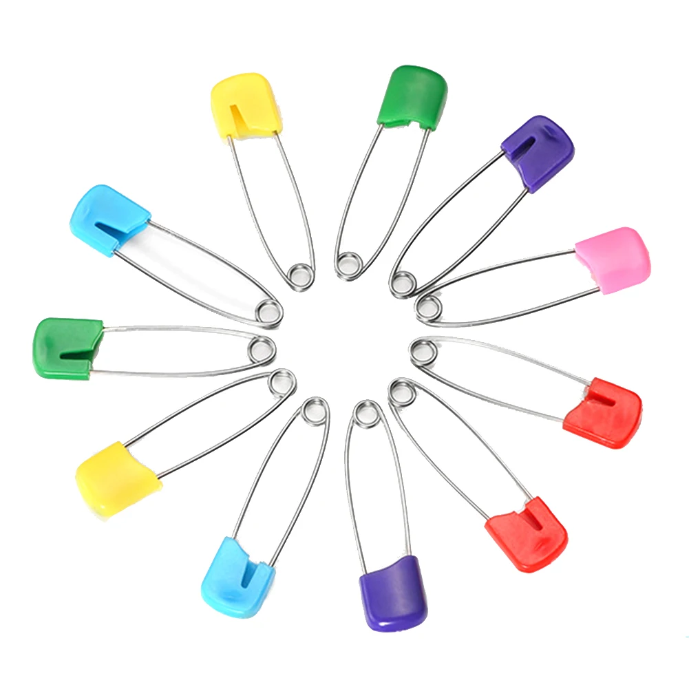 10Pcs/Box Plastic Head Baby Safety Pins Stainless Steel Cloth Diaper Nappy Clip for baby care