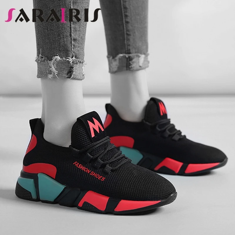 

SARAIRIS new INS hot breathable mesh sneakers women 2019 summer colored light soft women casual shoes woman
