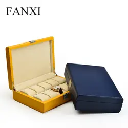 FANXI Высокое качество часы Дисплей/чехол для хранения коробка 10 сетки искусственная кожа и шарик Бархат ювелирные часы Организатор Витрина