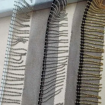 

40Yards Copper Bead Chain Tassel Lace Fringe Trimming DIY Craft Wedding Dress Jewelry Sewing Accessoriese White Mesh Lace Fabric