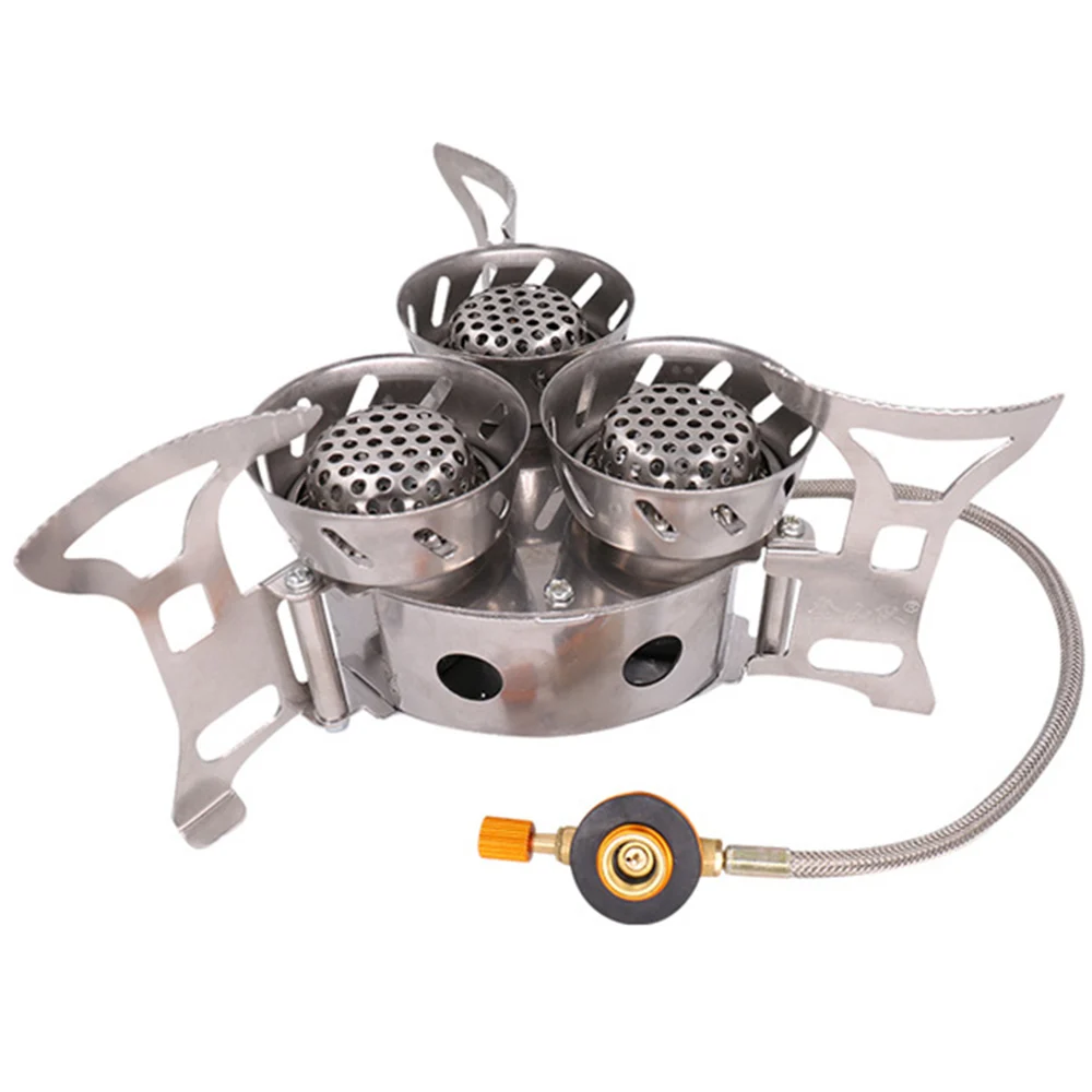 Tanie 11000W o dużej mocy kuchenka kempingowa zacięta ogień osłona przed wiatrem trzy rdzeń głowy obóz piec do na zewnątrz rodzinny piknik gotowania