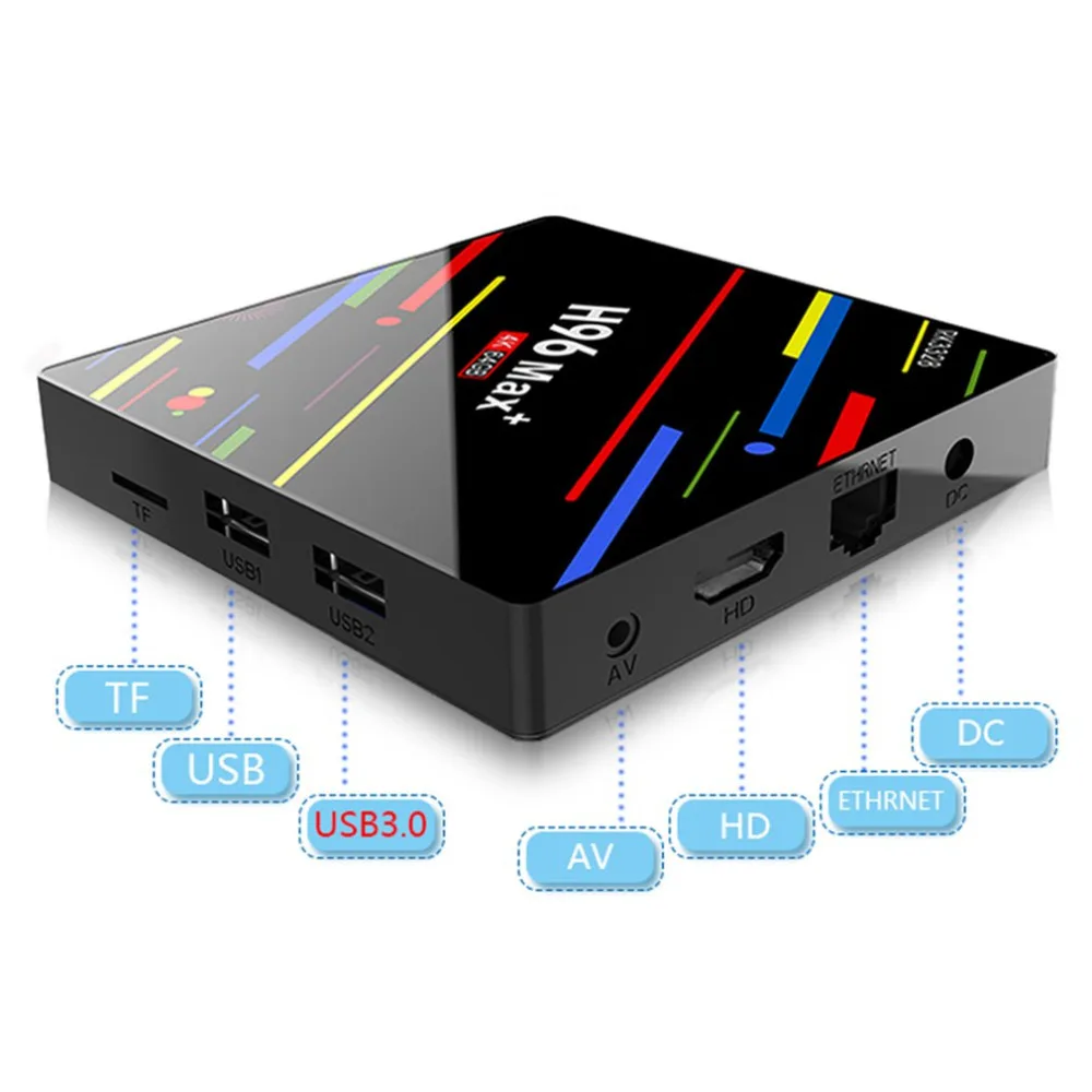 

H96 max plus tvbox iptv box Video decoder smart android tv box 4+64G TV BOX for Android 8.1 HD 4K 1080P 100M TF cards WiFi 2.4G