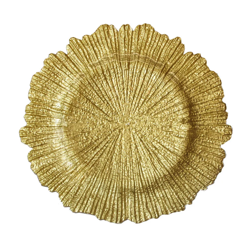 4pcs Lot Romantic Wedding Flower Shape Glass Charger Plates Spray