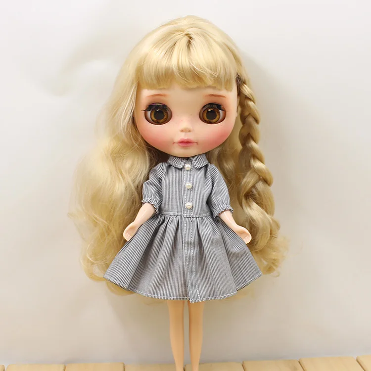 

Fortune Days Blyth Doll 1/6 joint clothes plaid dress with button ICY BJD Fortune Days Free shipping