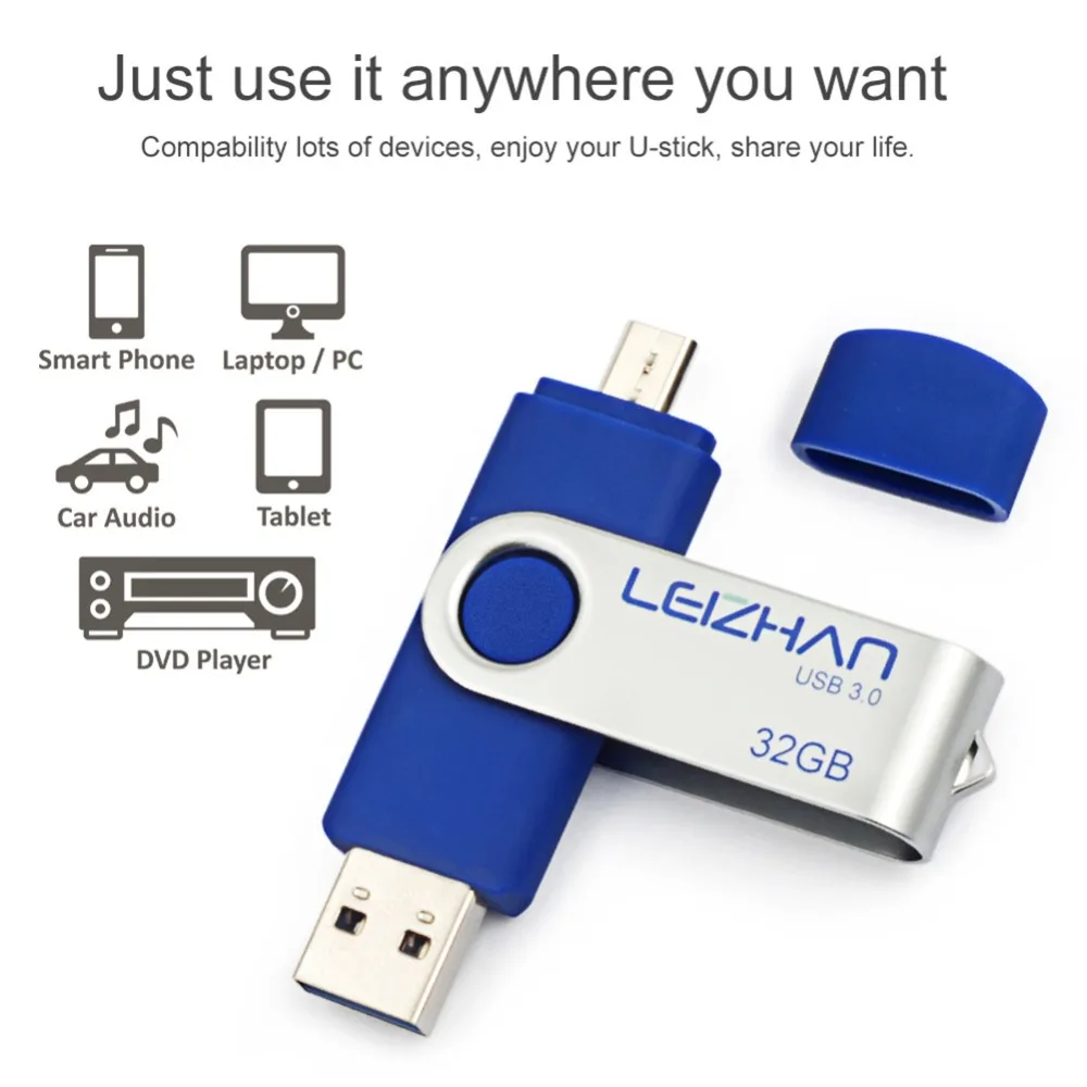 LEIZHAN 2018 микро флеш накопители USB 3 0 быстрая скорость OTG накопитель 64 ГБ 32 16 8 4 карта