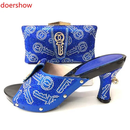 

doershow Italian Matching Shoes and Bag Set African Wedding Shoe and Bag set Italy Shoe and Handbag Summer Set Women PYY1-17