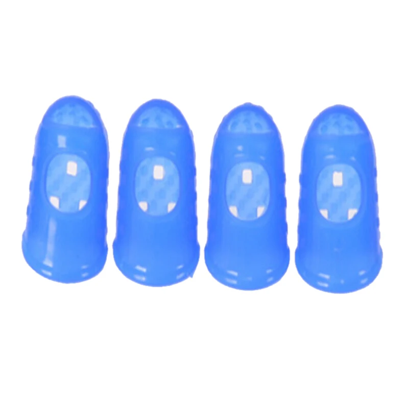 4 шт. новые мягкие силиконовые Накладка для игры на гитаре палец выбирает протектор пальцев (Синий XS)