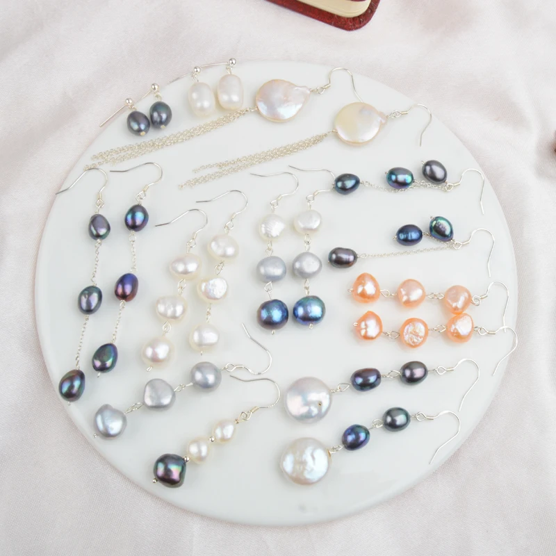 HTB1l1wRNHrpK1RjSZTEq6AWAVXaP - ASHIQI Natural Freshwater Pearl Earrings Real 925 Sterling Silver long korean earrings for Women Big Baroque pearl Jewelry Gift