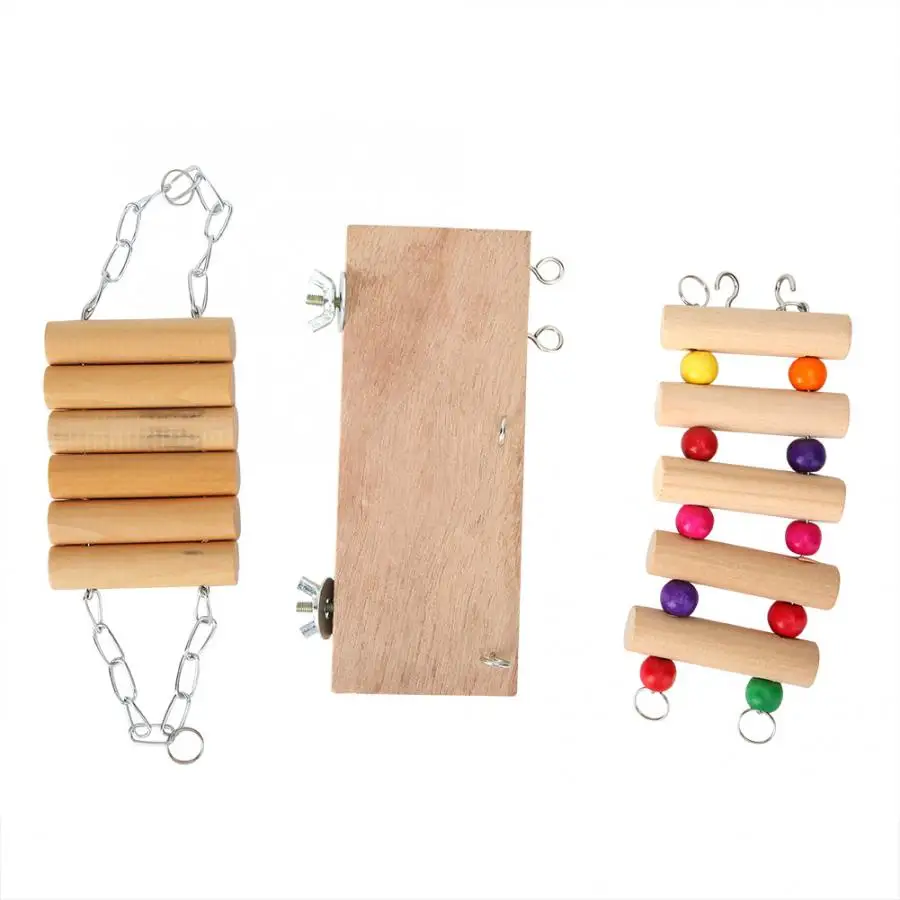 Toy For Bird Toy Supplies Pet Chinchilla Hamster Hanging Toy Wooden Swing Ladder And Resting Platform Set Bird Toy
