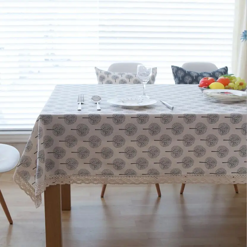 

New Elegant Tree Table Cloth Fashion Linen Cotton Tablecloth New Year Decor Table Cover Home Textile Dust Proof Cover ZC027