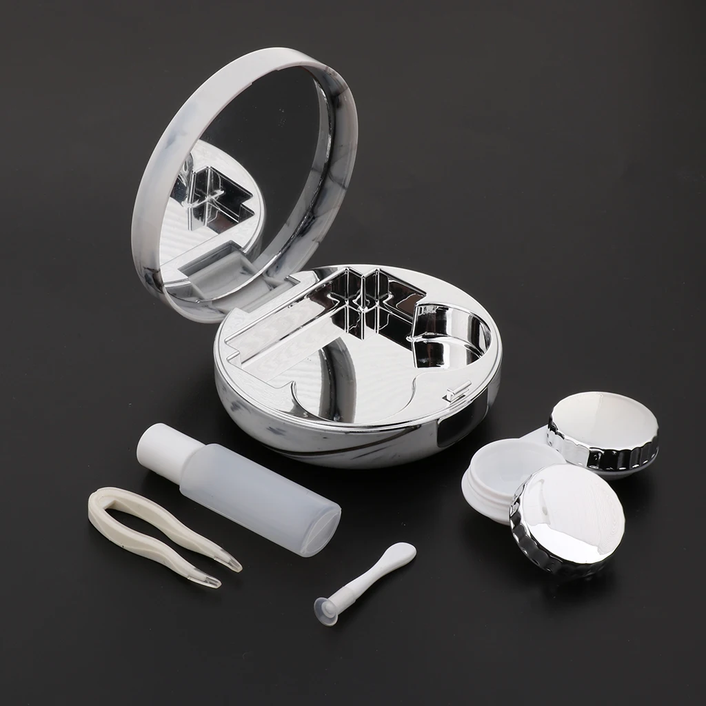 

Portable Contact Lens Box Set Holder Container Case Soak Storage Eyecare Kit with Bottle Tweezers Container Holder