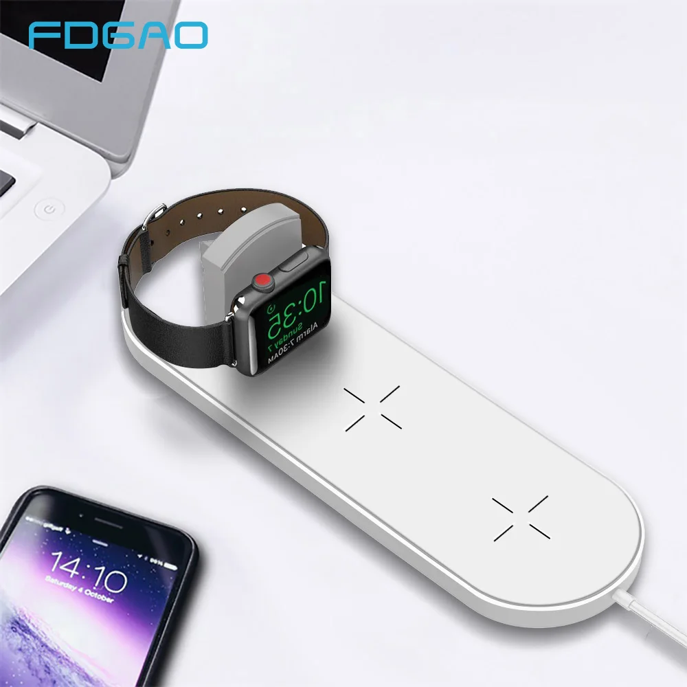 

FDGAO Fast Wireless Charging Pad for Samsung S8 S9 For iPhone XS Max XR X 8 Plus 3 in 1 Qi Wireless Charger for Apple Watch 3 2