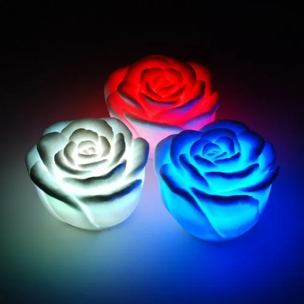 Wholesale 20pcs/lot Lovely Changing Color Floating Rose Flower LED