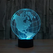 3D Оптическая иллюзия Американский Глобус светодиодный светильник ночник акриловый стереоскопический градиент красочная атмосферная лампа с usb-кабелем