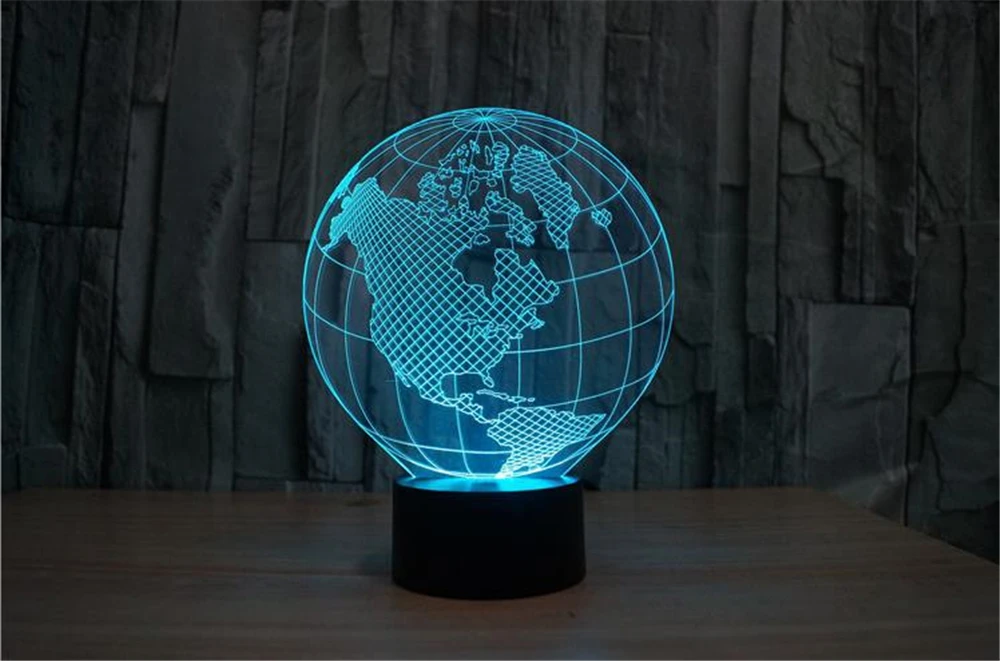 

3D Optical Illusion America globe lamp LED Night light acrylic stereoscopic gradient colorful atmosphere lamp With USB Cable