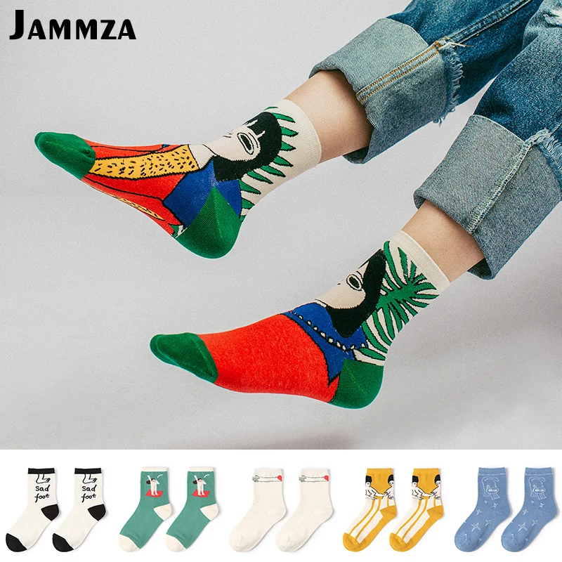 

New Japan Letter Fashion Women Socks Cute Painting Cartoon Casual Funny Retro Sokken Girl College Student Kawaii Colorful Socks