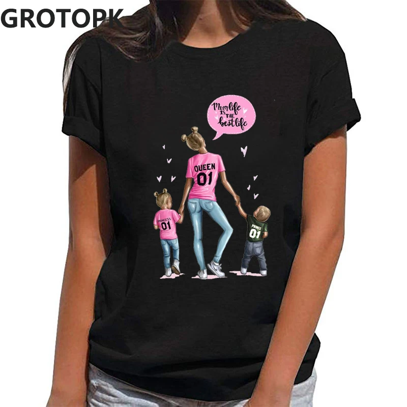 

Mother's Love T Shirts Super Mama Summer 2019 Funny T Shirt Women Black T-shirt Korean Fashion Clothing Streetwear Vogue Top