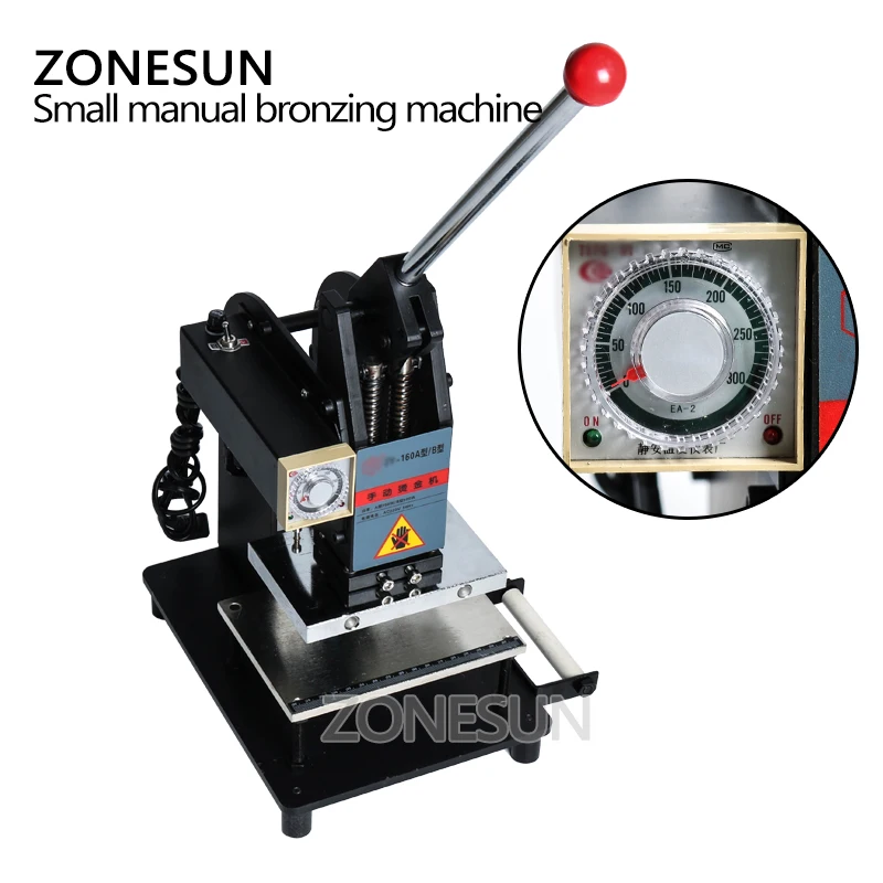 ZONESUN ручная машина для горячего тиснения фольгой кожи логотипа тиснения машина прессования