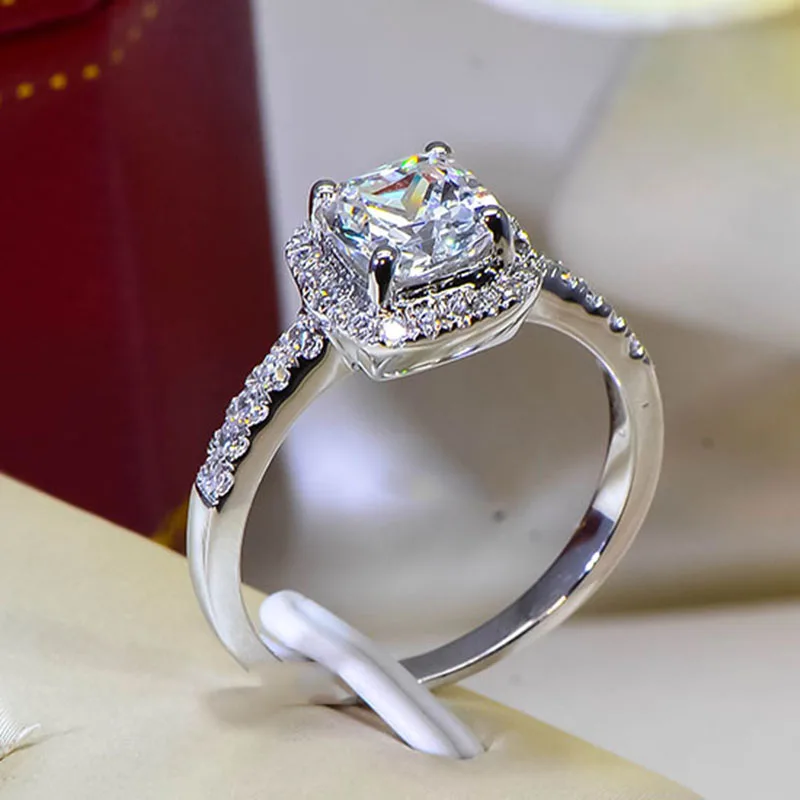 Обручальное кольцо с имитацией бриллиантов в 2 карата, обручальное кольцо принцессы, обручальное кольцо для женщин, кубический цирконий класса AAA - Цвет основного камня: Белый