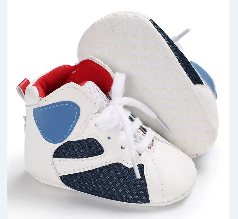 Newest Newborn Casual Baby Canvas Soft Sole Shoes Kids Toddler Boys Girls Shoes Sneakers - Цвет: Синий