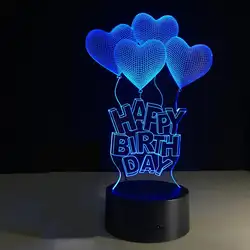 3D лампа видимого света эффект сенсорный выключатель Цвета изменения ночник (с днем рождения)