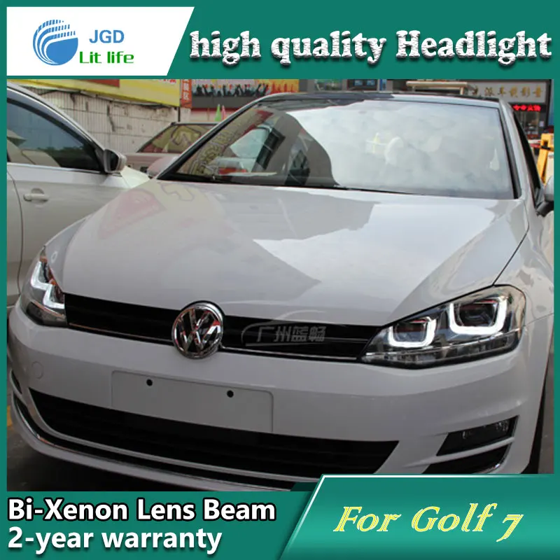 Car Styling Head Lamp Case For VW Golf 7 2014 Headlights LED Headlight DRL Lens Double