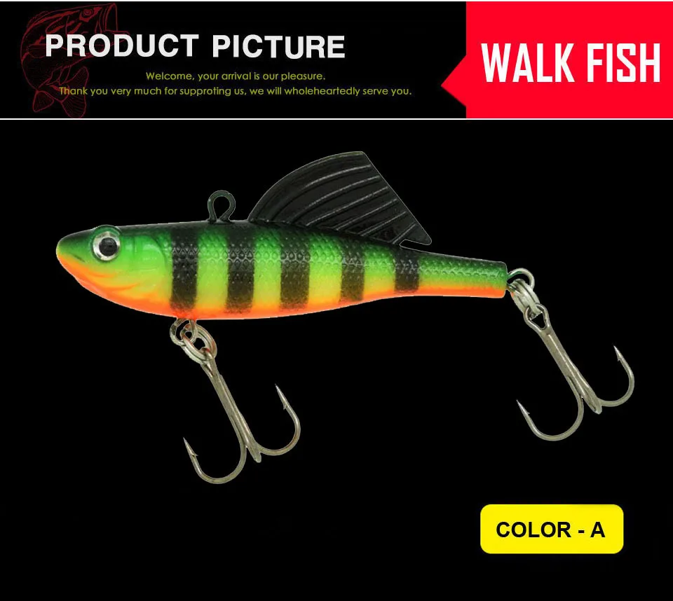 WALK FISH, 1 шт., Vantage Balance Vib, приманка для подледной рыбалки, воббер, Pesca, силиконовая искусственная приманка, 65 мм, 16,5 г, свинцовая рыба, мягкая рыба