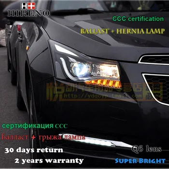 

Hireno Headlamp for 2010 2011 2012 2013 2014 Chevrolet Cruze Headlight Assembly LED DRL Angel Lens Double Beam HID Xenon 2pcs