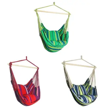 

Portable Travel Hanging Hammock Bedroom Swing Bed Lazy Chair with 2 Pillows Camping Hammock with backpack
